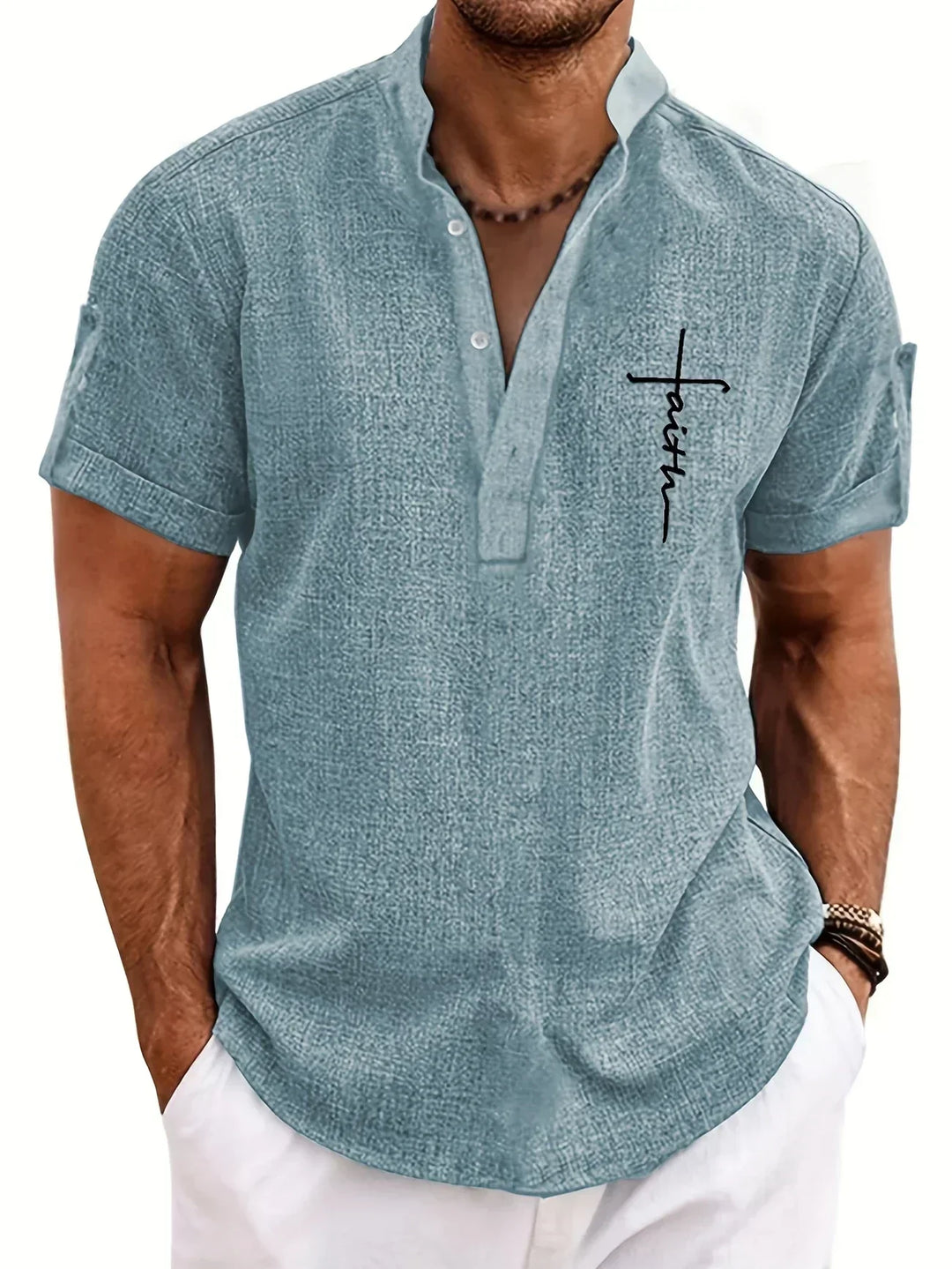 Leblanc™ | Elegancka koszula z krótkim rękawem i stójką