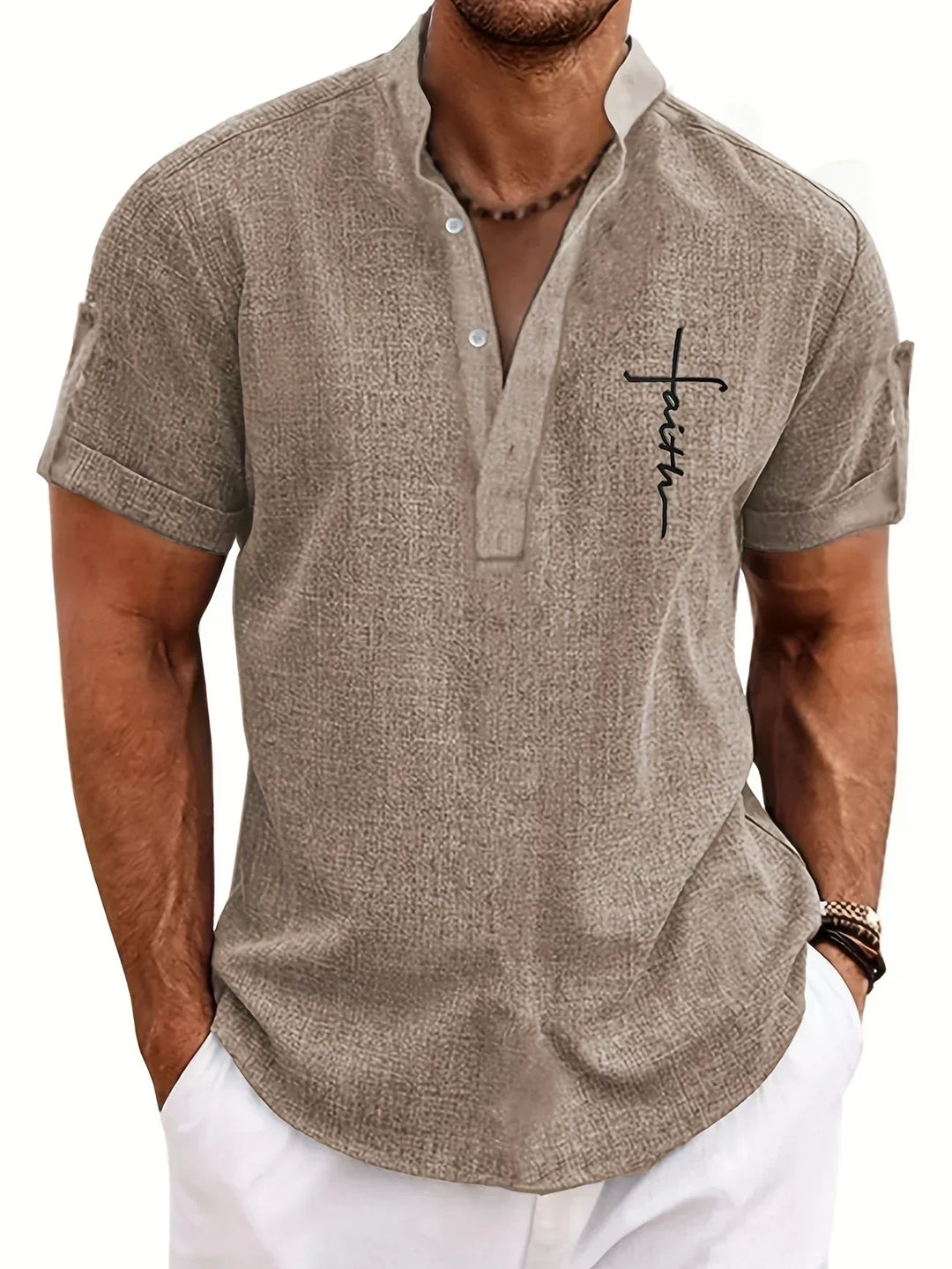 Leblanc™ | Elegancka koszula z krótkim rękawem i stójką