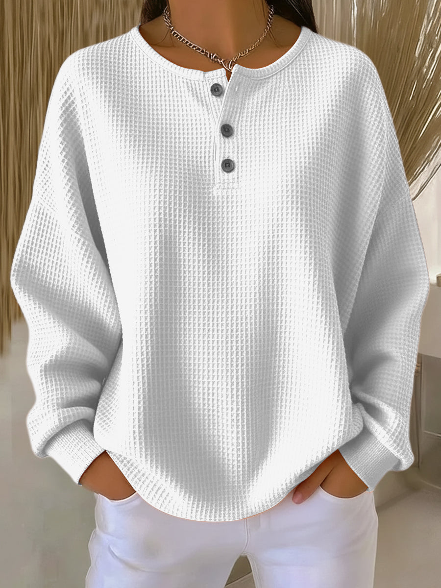 Milagros™ | Bluza Henley o gofrowanej fakturze