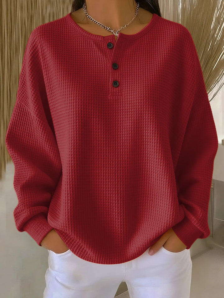 Milagros™ | Bluza Henley o gofrowanej fakturze