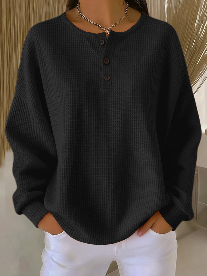 Milagros™ | Bluza Henley o gofrowanej fakturze