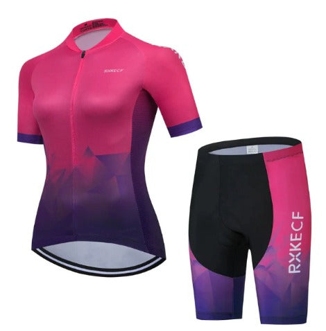 RXKECF | Damski zestaw kolarski z oddychającą koszulką i spodenkami kolarskimi