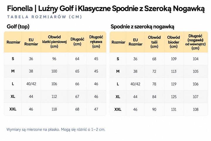 Fionella | Luźny Golf i Klasyczne Spodnie z Szeroką Nogawką
