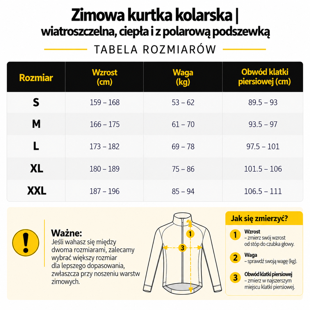 Zimowa kurtka kolarska | wiatroszczelna, ciepła i z polarową podszewką