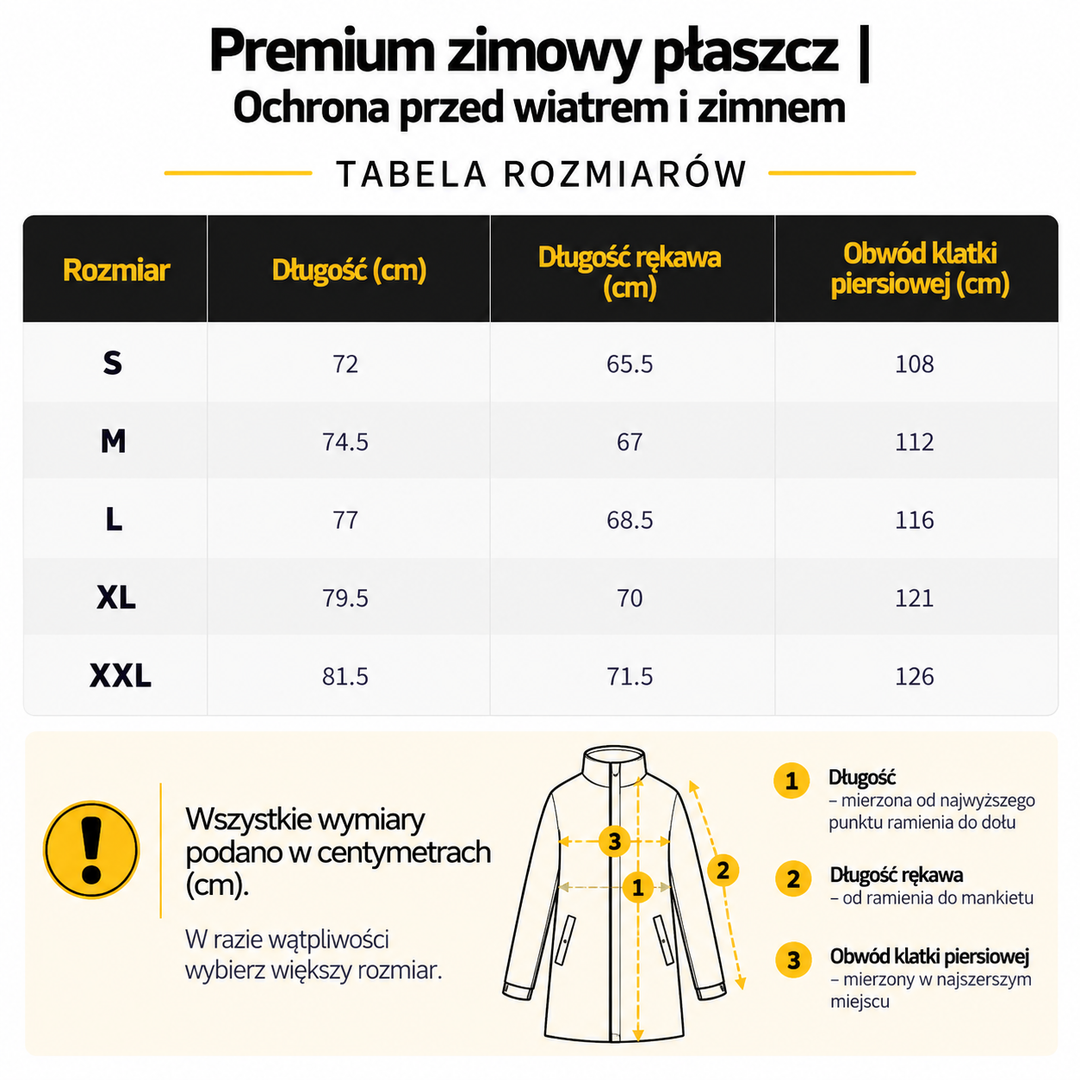 Premium zimowy płaszcz | Ochrona przed wiatrem i zimnem