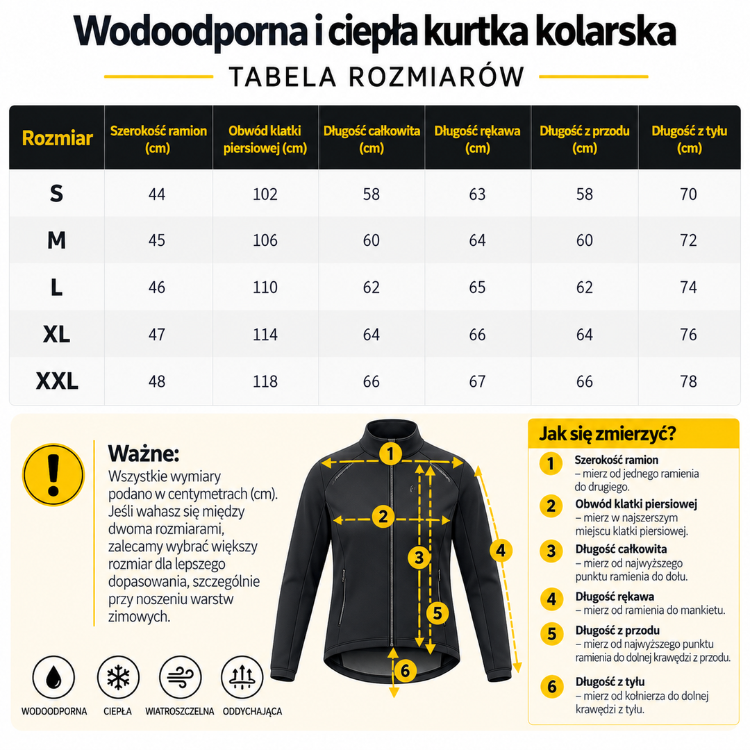 Wodoodporna i ciepła kurtka kolarska