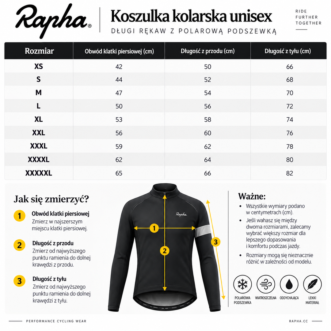 Koszulka kolarska unisex | długi rękaw z polarową podszewką