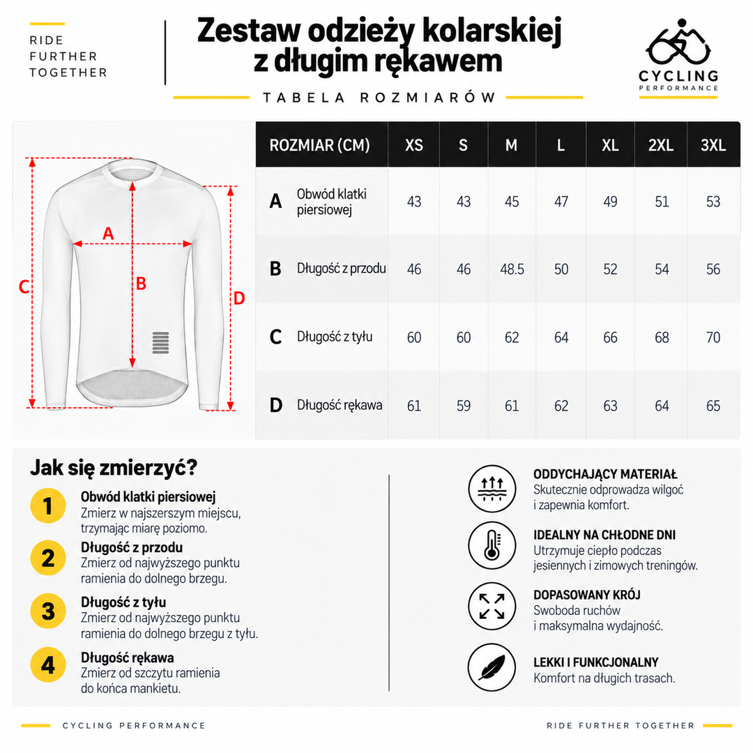 Zestaw odzieży kolarskiej z długim rękawem