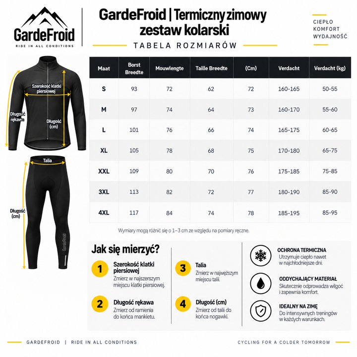 GardeFroid | Termiczny zimowy zestaw kolarski