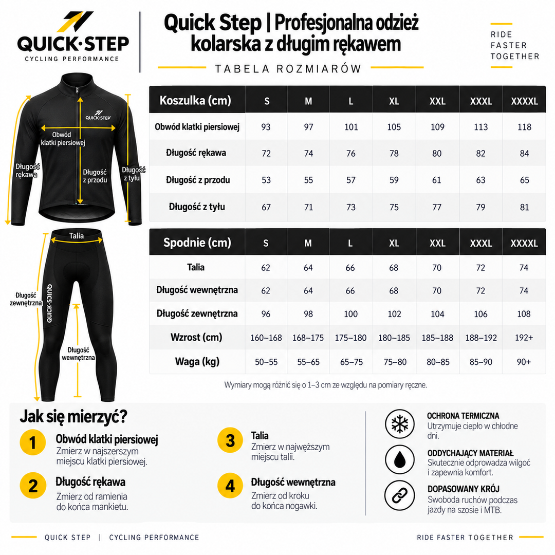 Quick Step | Profesjonalna odzież kolarska z długim rękawem