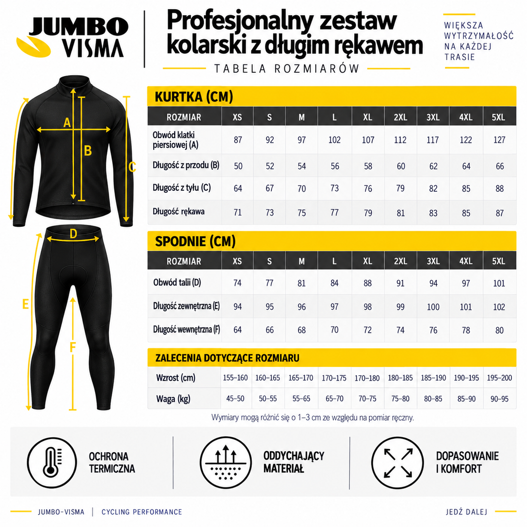 Jumbo-Visma | Profesjonalny zestaw kolarski z długim rękawem