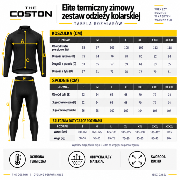 THE COSTON | Elite termiczny zimowy zestaw odzieży kolarskiej