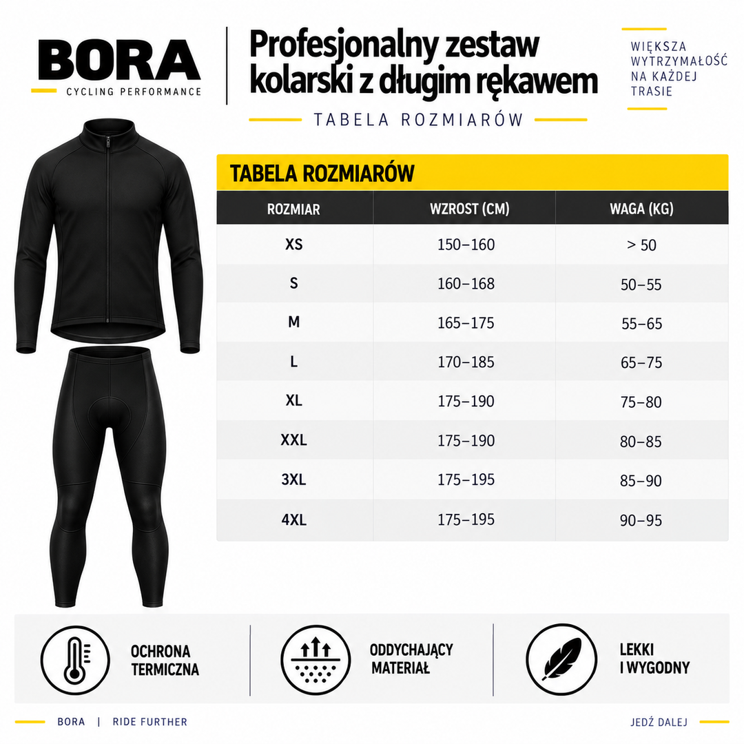 BORA | Profesjonalny zestaw kolarski z długim rękawem
