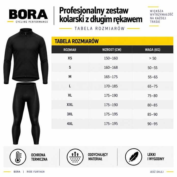 BORA | Profesjonalny zestaw kolarski z długim rękawem