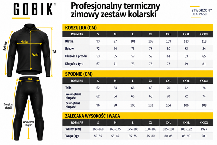 Gobik | Profesjonalny termiczny zimowy zestaw kolarski