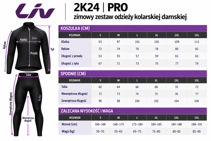 PRO zimowy zestaw odzieży kolarskiej damskiej