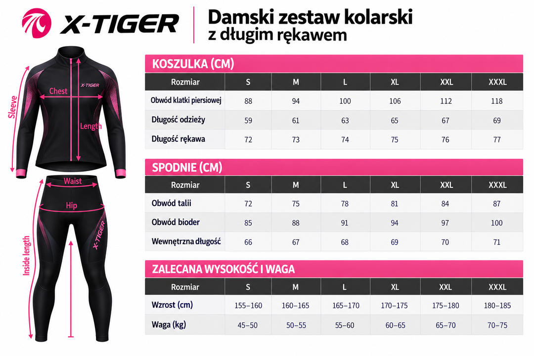 X-Tiger | Damski zestaw kolarski z długim rękawem