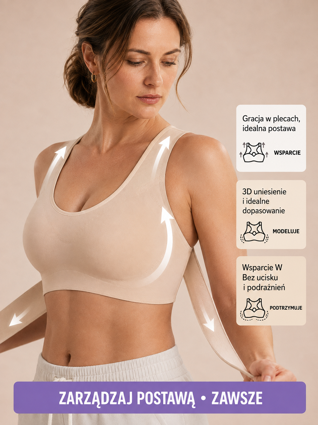 PostureElegance™ – Wspierający biustonosz bez fiszbin z zapięciem z przodu