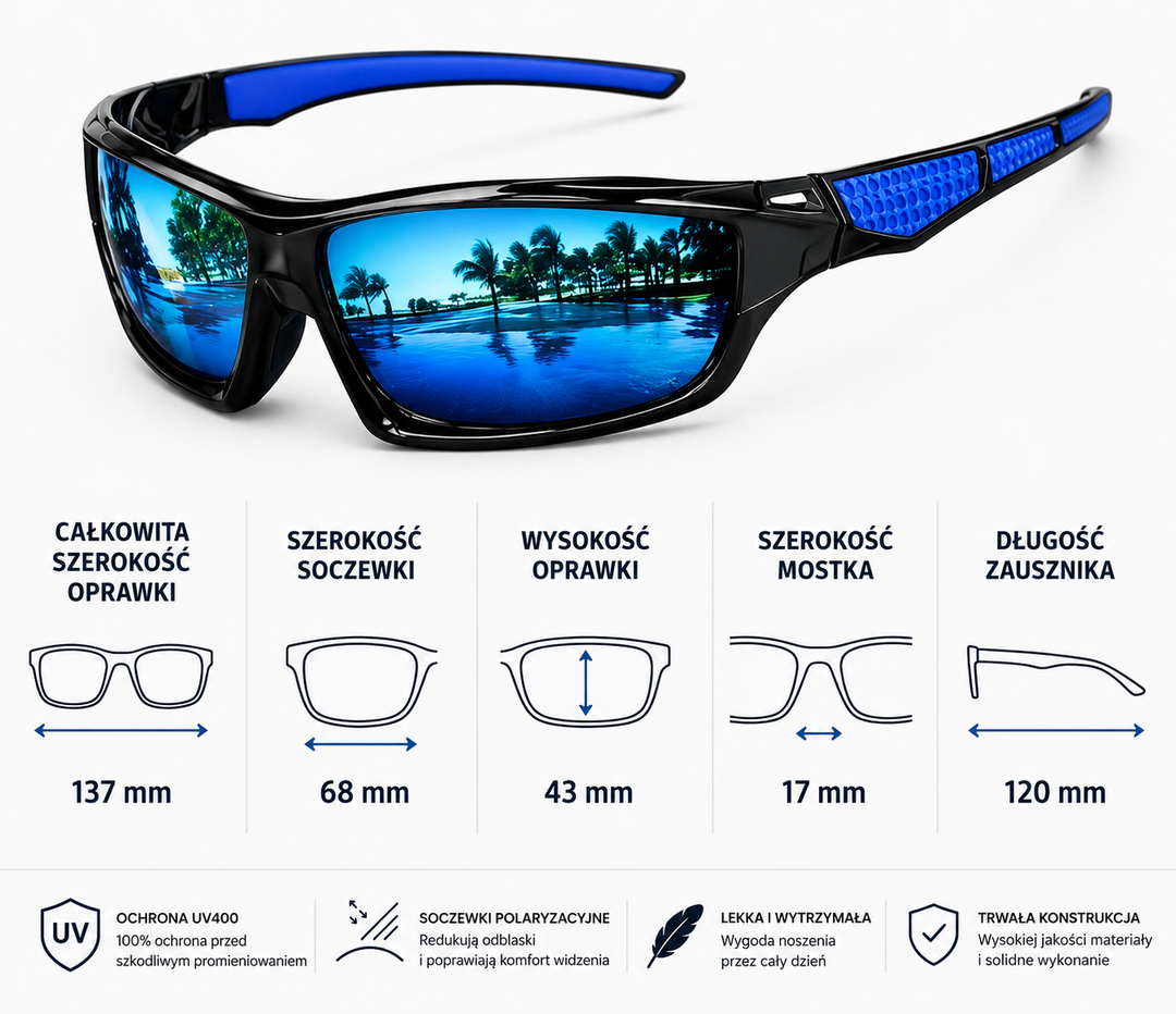 VisionPro™ – Spolaryzowane okulary przeciwsłoneczne UV400 do sportu i jazdy