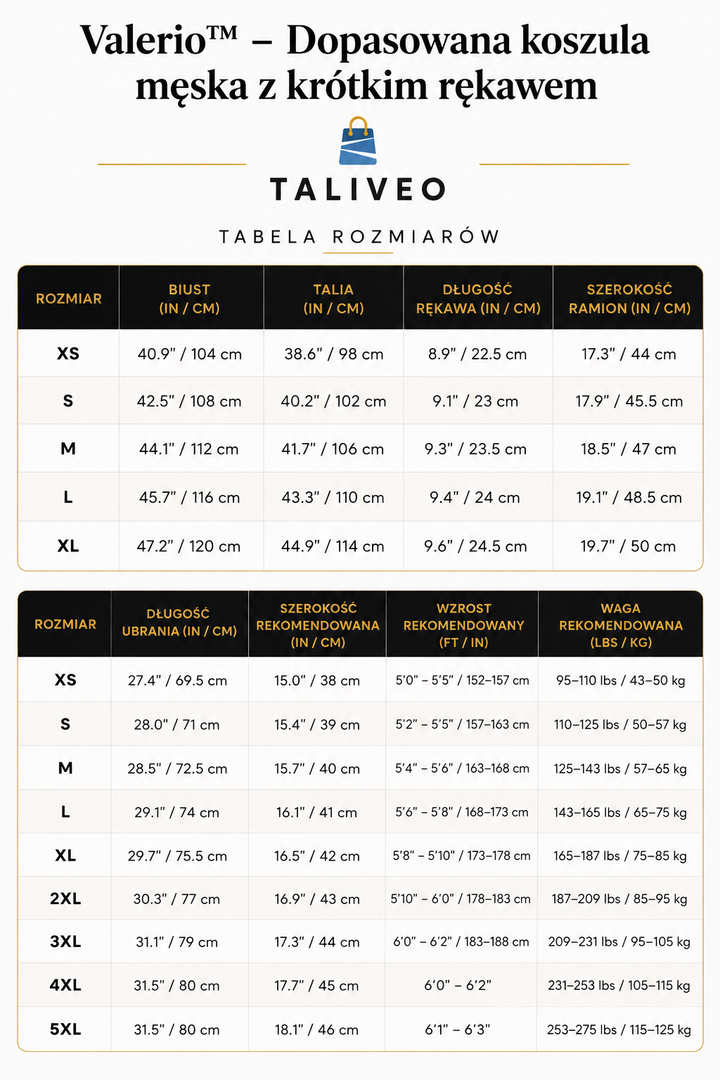 Valerio™ – Dopasowana koszula męska z krótkim rękawem