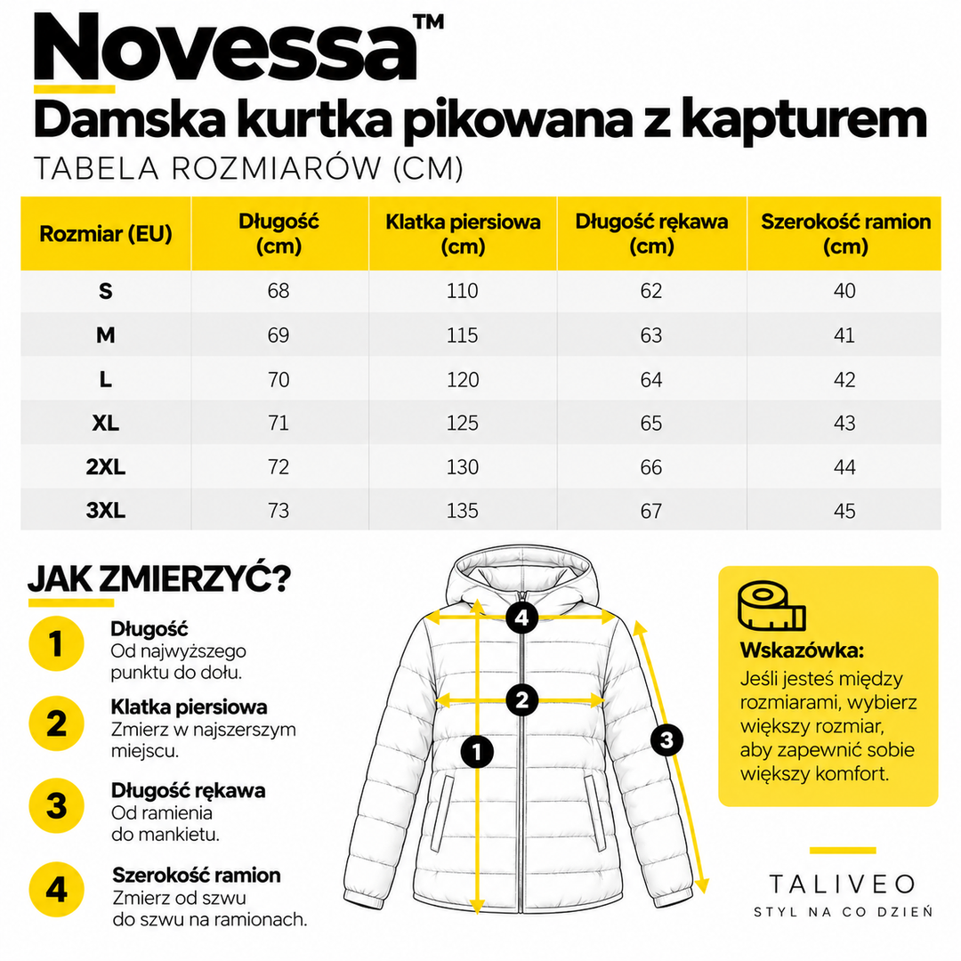 Novessa™ – Damska kurtka pikowana z kapturem