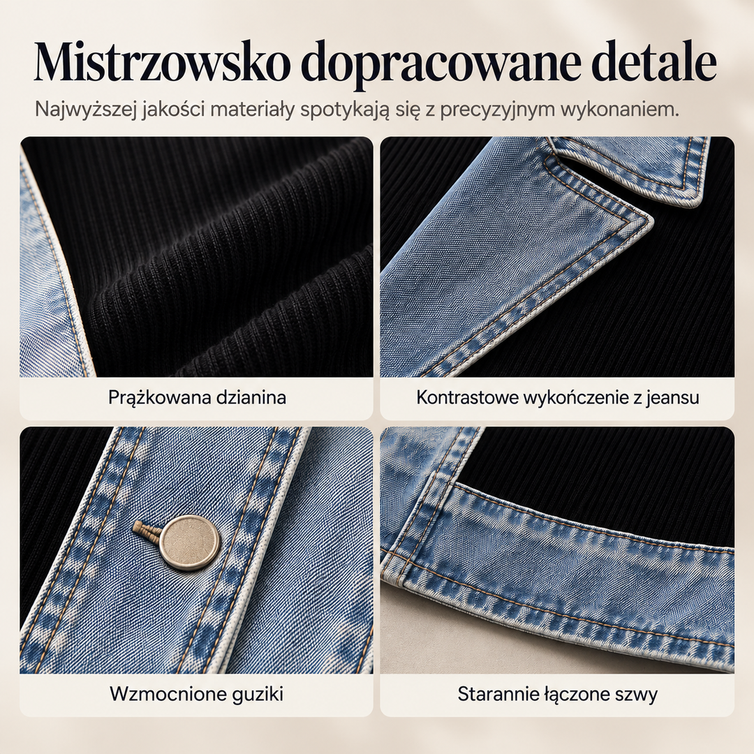 Elowen™ – Damska kurtka z dzianiny i denimu