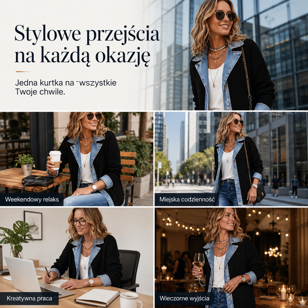 Elowen™ – Damska kurtka z dzianiny i denimu