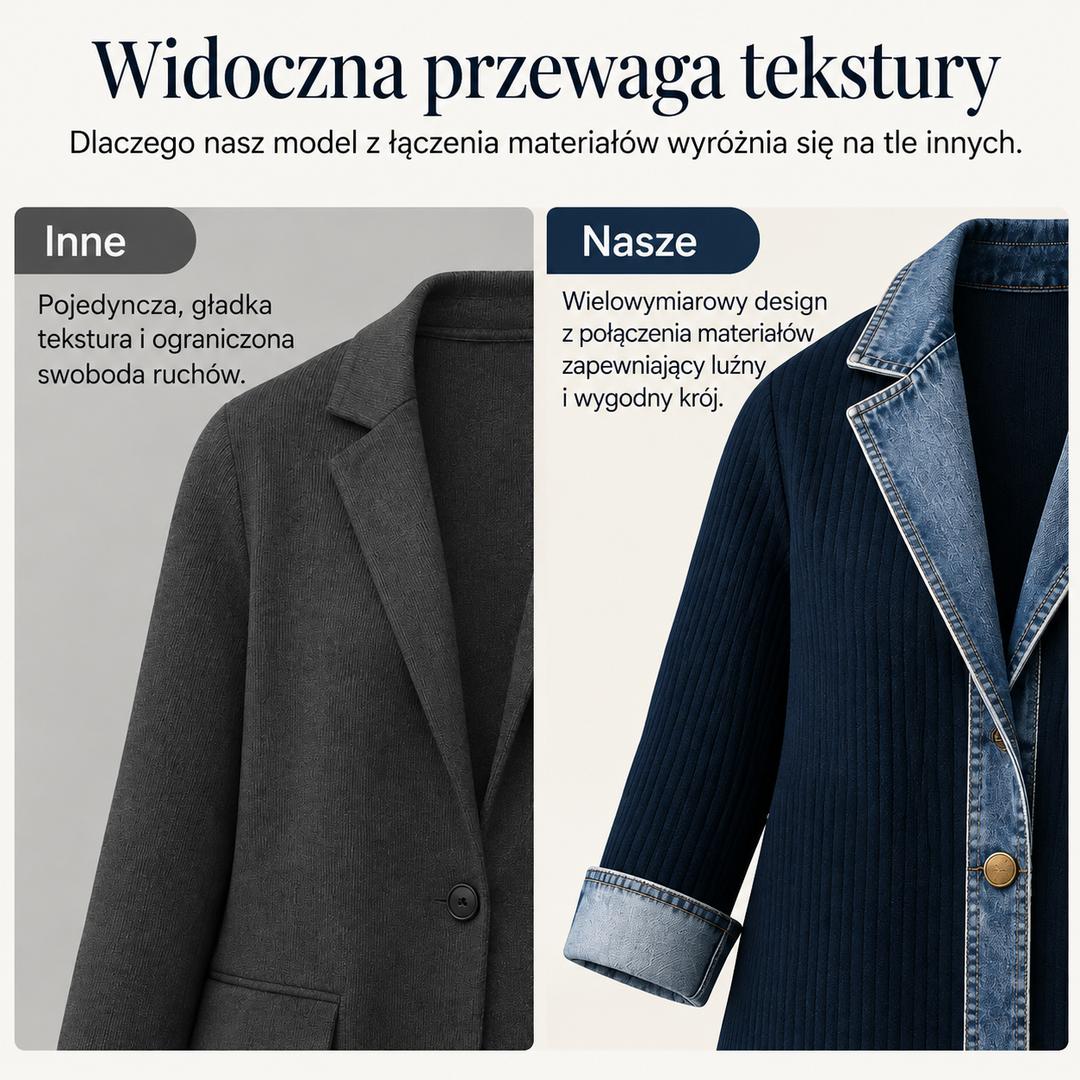 Elowen™ – Damska kurtka z dzianiny i denimu