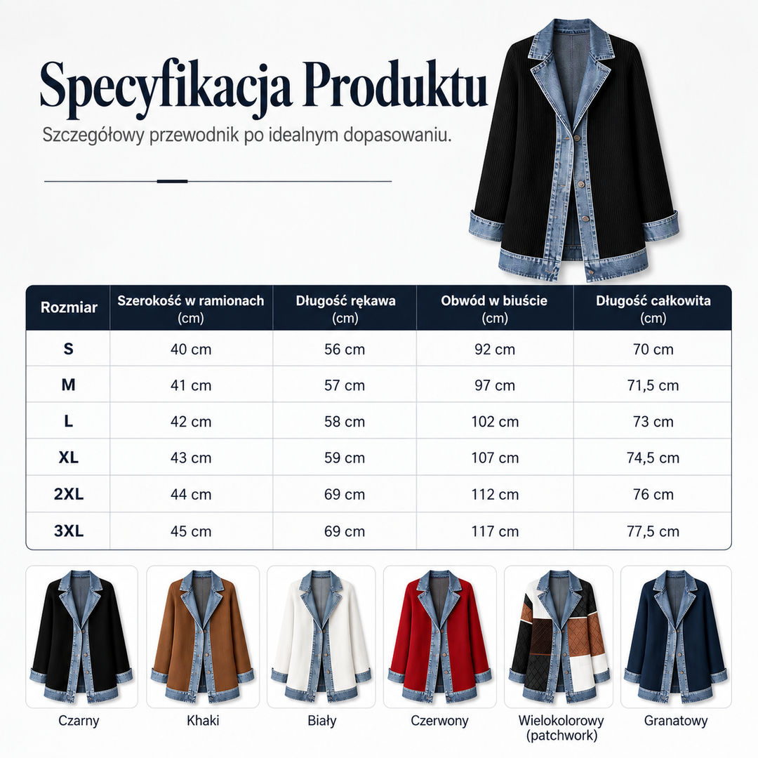 Elowen™ – Damska kurtka z dzianiny i denimu