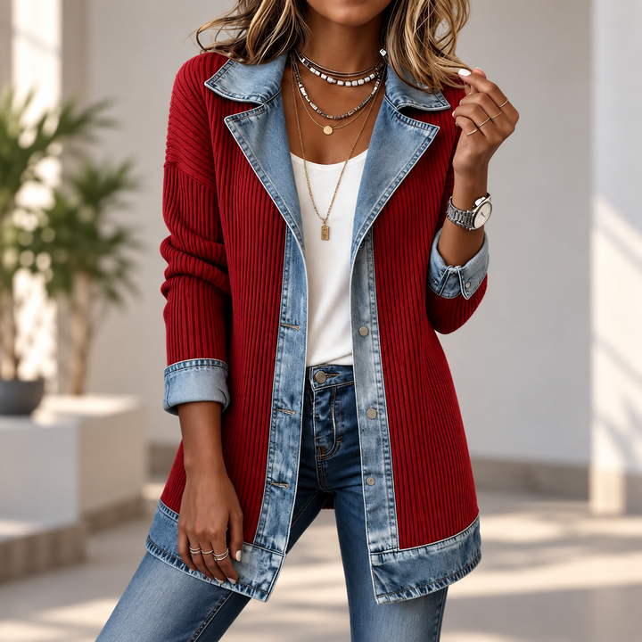 Elowen™ – Damska kurtka z dzianiny i denimu