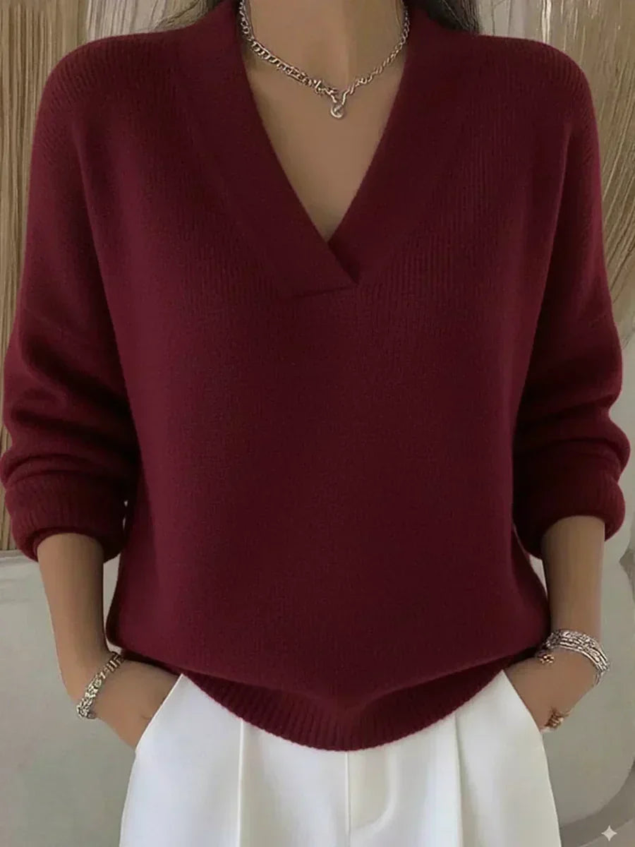 Violeta™ | Luźny sweter z dekoltem w serek