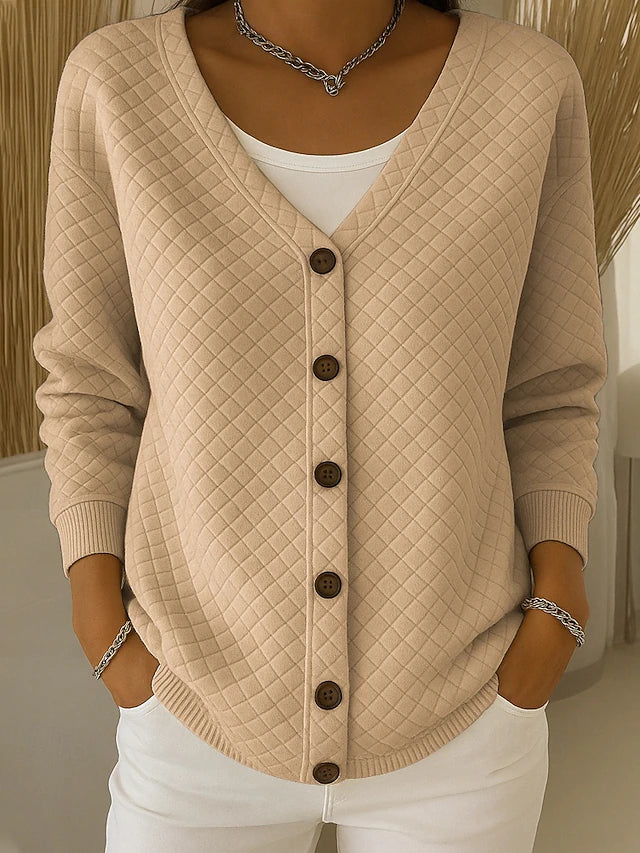 Leonor™ | Pikowany kardigan z dzianiny zapinany na guziki