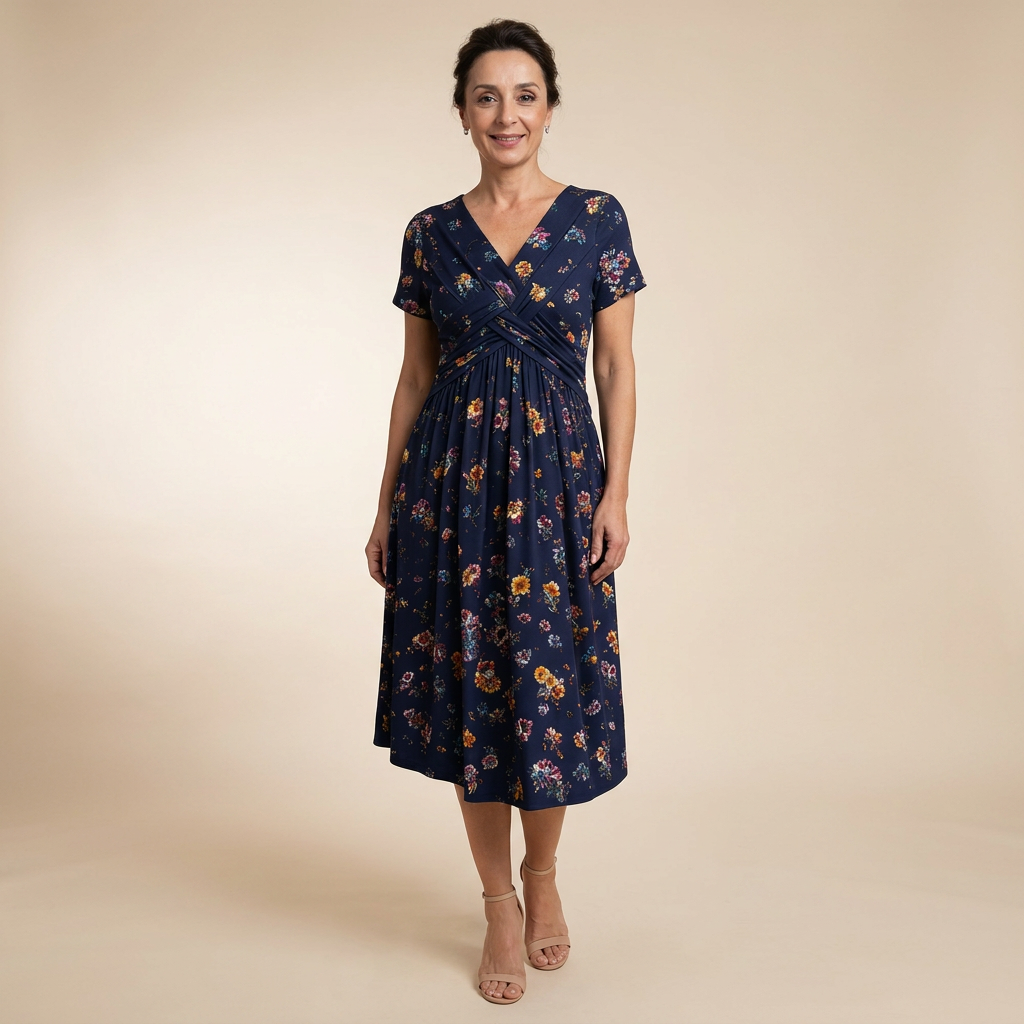Sukienka w kwiaty z dekoltem w serek – Elegancki letni look
