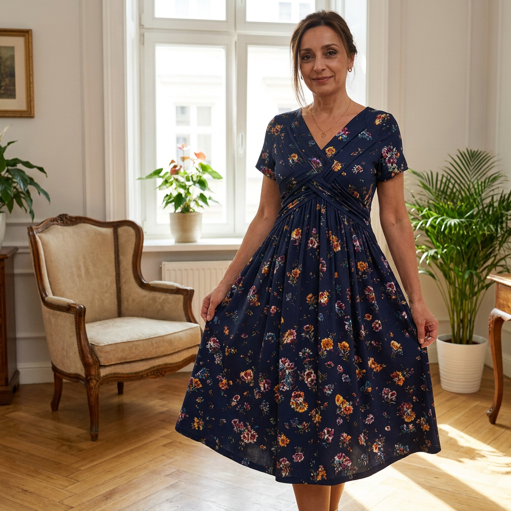 Sukienka w kwiaty z dekoltem w serek – Elegancki letni look