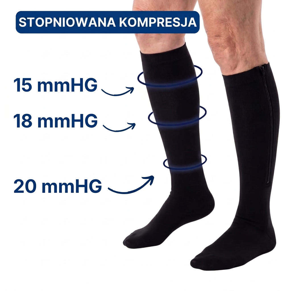 ZipFlex™ – Pończochy uciskowe z zamkiem do codziennego wsparcia nóg