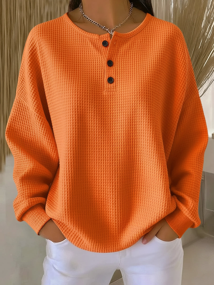 Milagros™ | Bluza Henley o gofrowanej fakturze