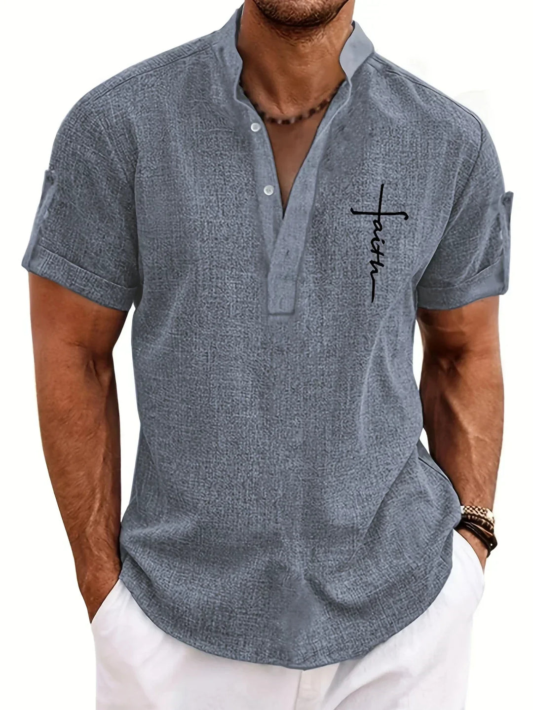 Leblanc™ | Elegancka koszula z krótkim rękawem i stójką