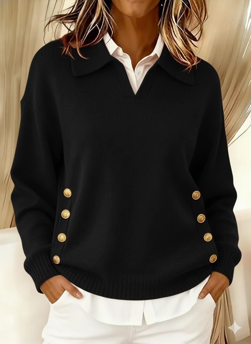 Vicenta™ | Sweter z kołnierzykiem polo i guzikami