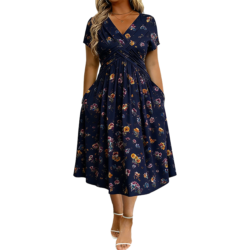 Sukienka w kwiaty z dekoltem w serek – Elegancki letni look