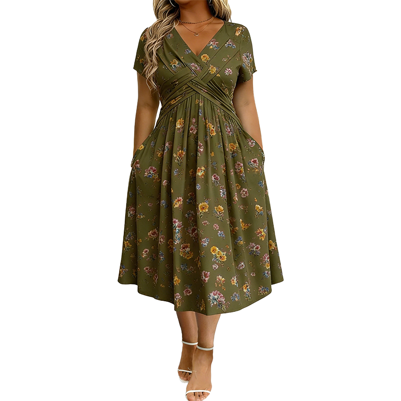 Sukienka w kwiaty z dekoltem w serek – Elegancki letni look